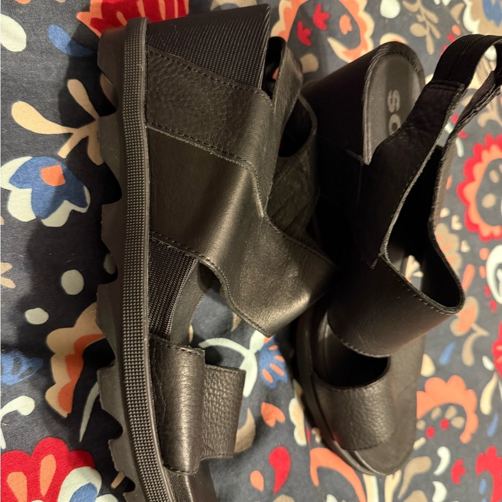 Sorel Black Chunky Sandals